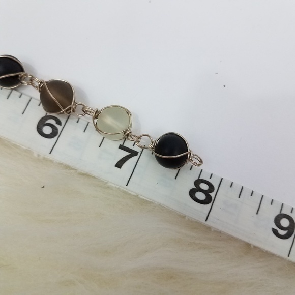 Wire‎ Wrapped Beaded Bracelet Gray Black Cl… - Picture 4 of 4